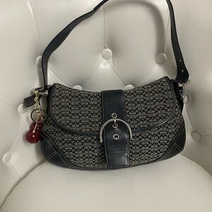 Coach Black and Gray Patterned Shoulder Bag